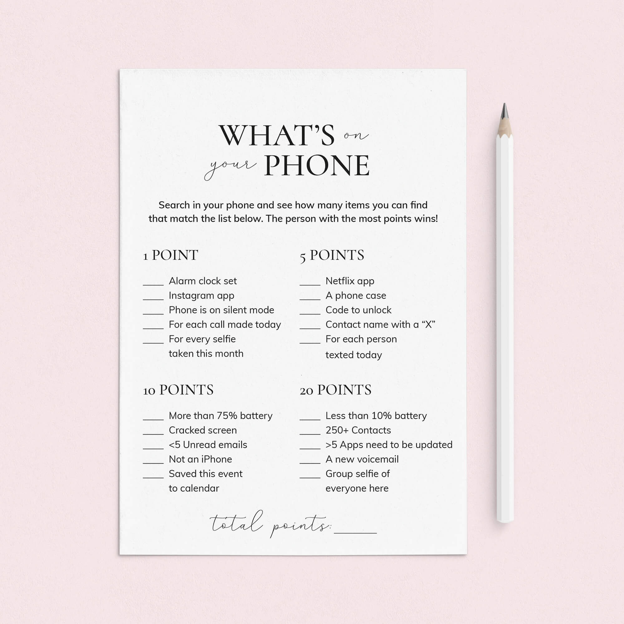 Printable What's On Your Phone Icebreaker Game Download by LittleSizzle