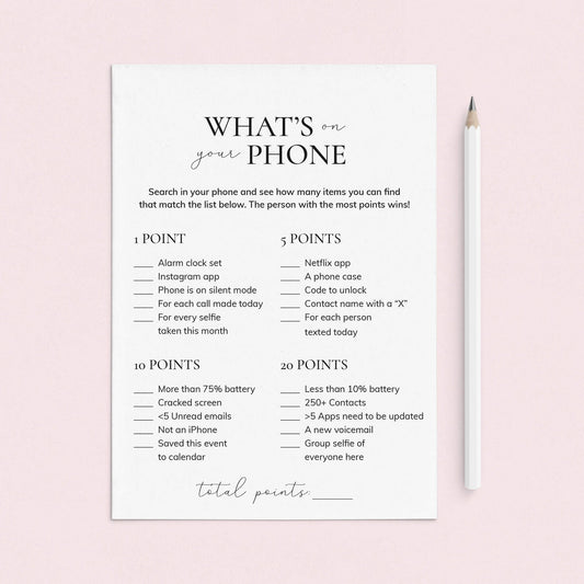 Printable What's On Your Phone Icebreaker Game Download by LittleSizzle