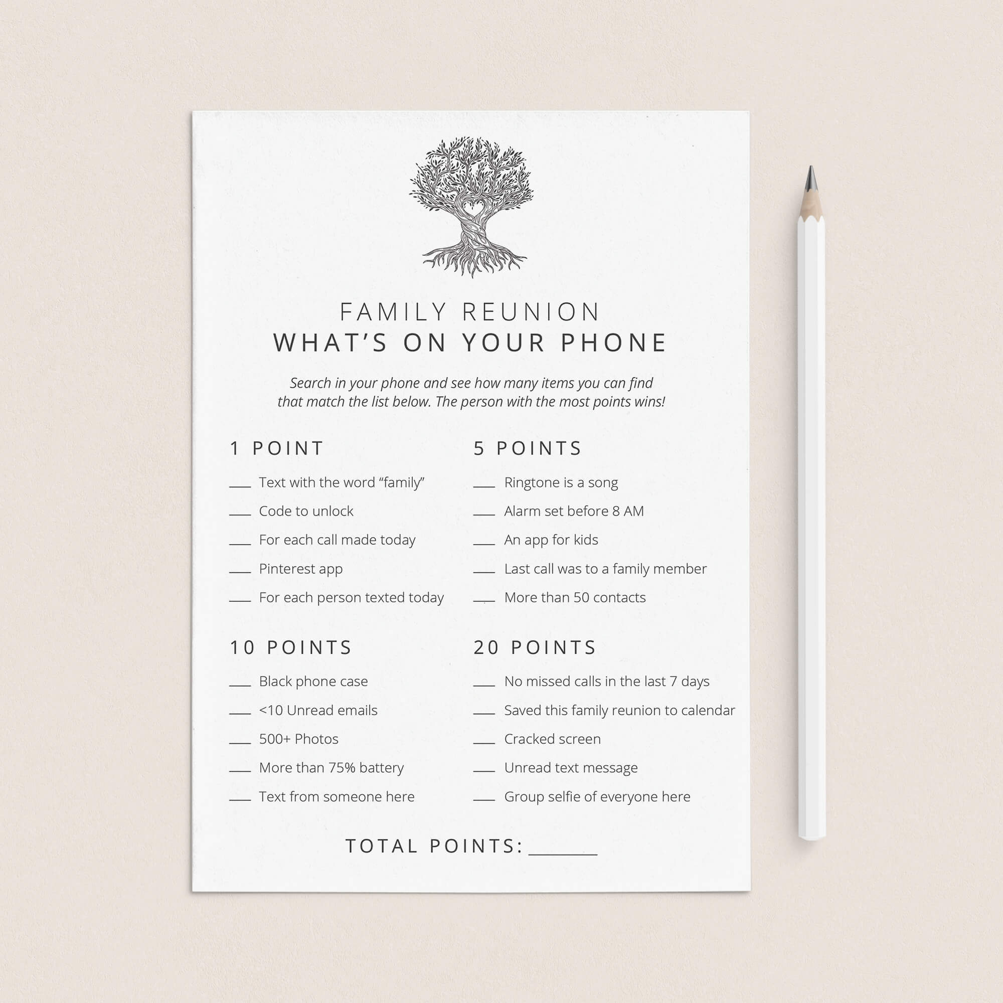 Family Reunion Whats On Your Phone Party Game Printable by LittleSizzle