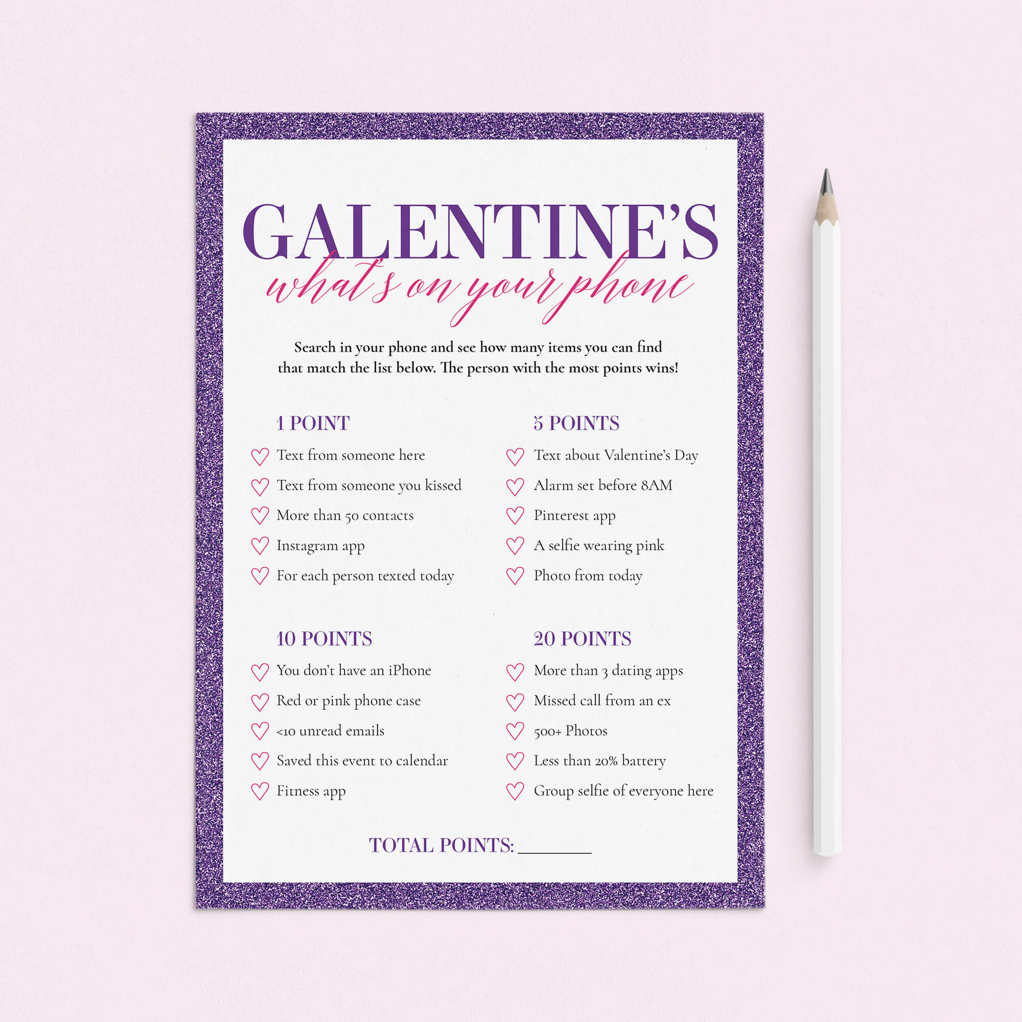 Galentine's Day What's On Your Phone Game Printable by LittleSizzle