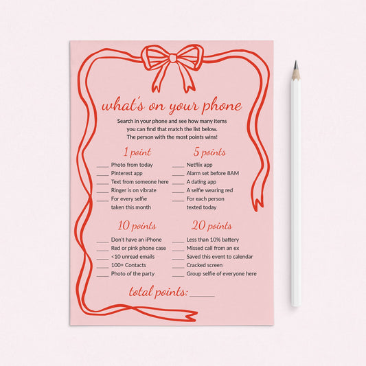 Galentines Day Whats On Your Phone Printable Game by LittleSizzle