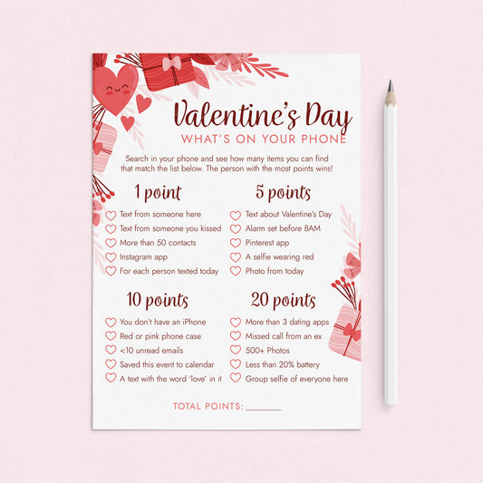 Valentines Whats On Your Phone Game Printable by LittleSizzle