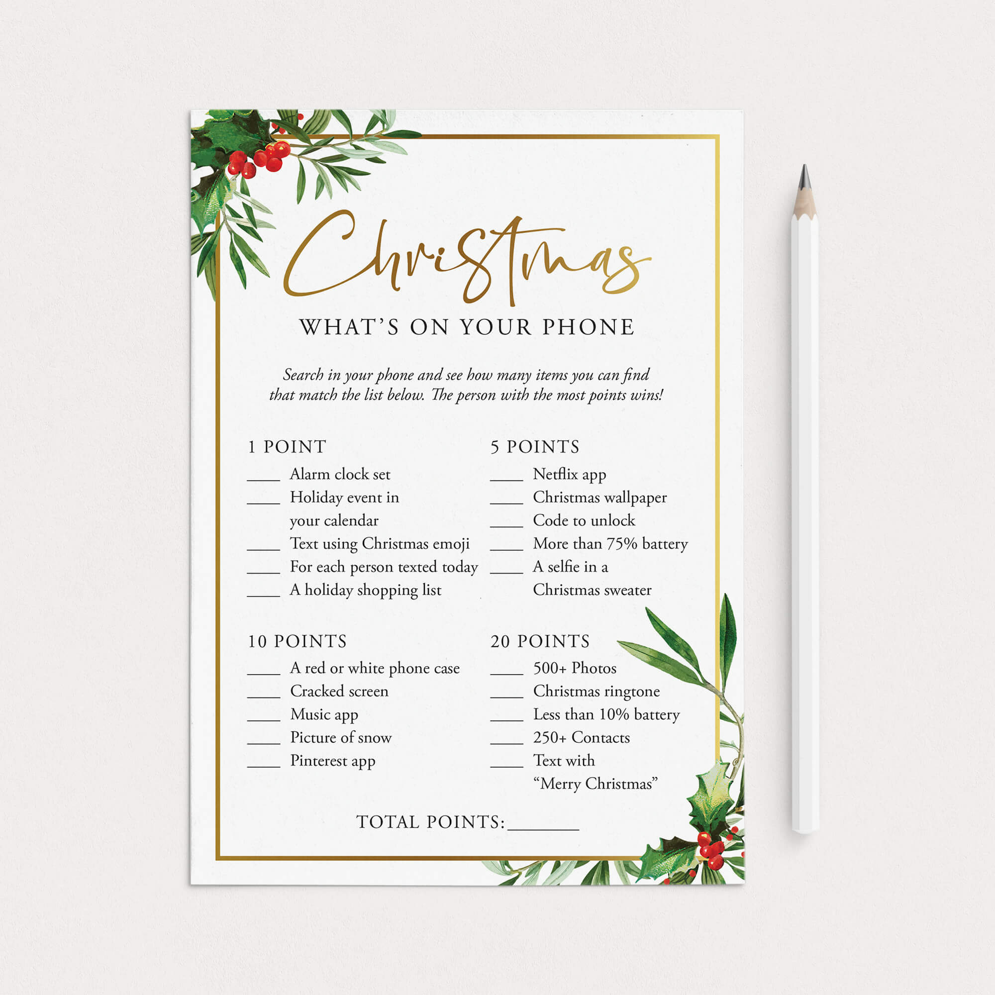 Christmas Phone Game Printable by LittleSizzle