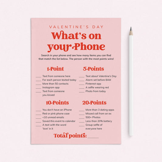 Valentine's Day Phone Game Printable by LittleSizzle