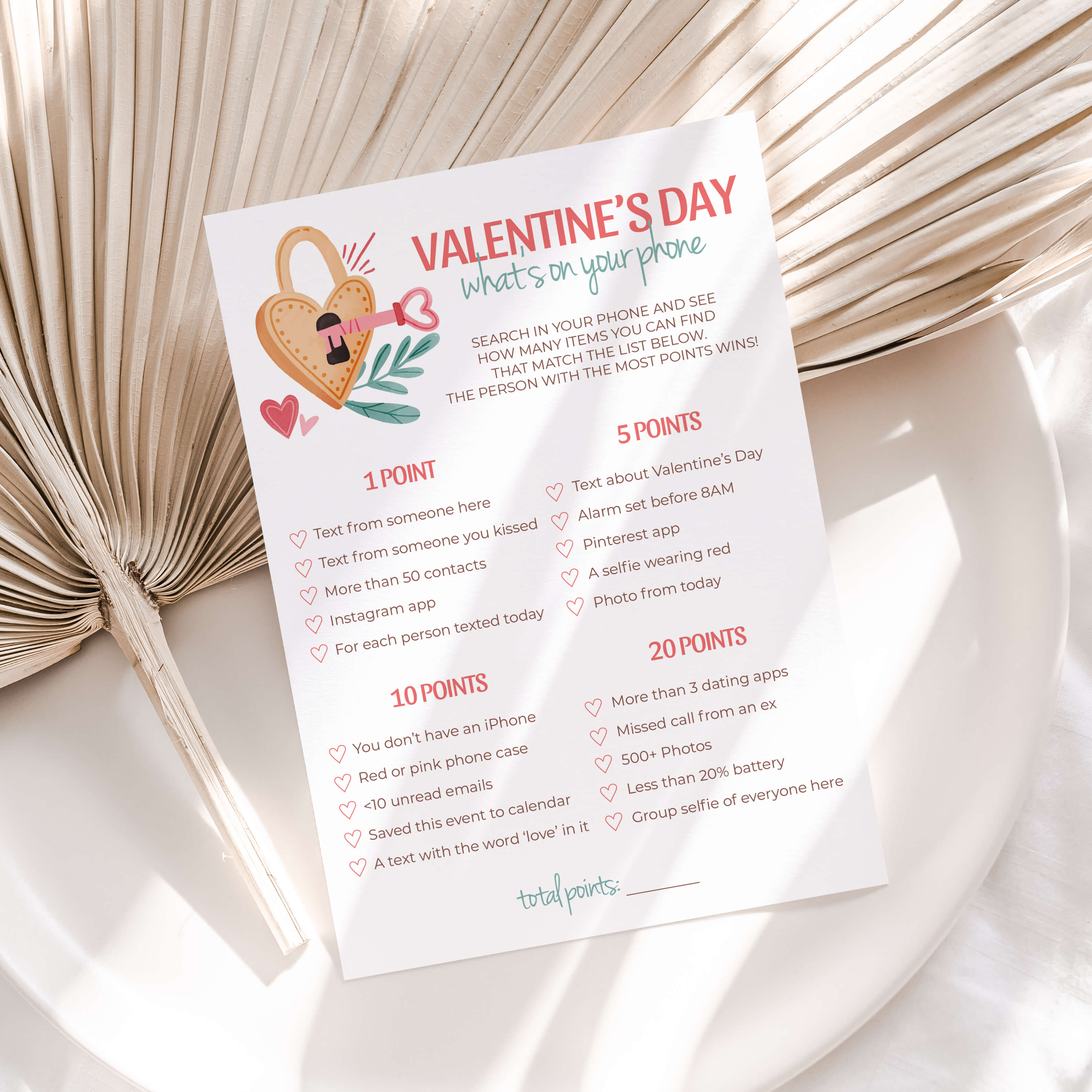 Valentine's Day Game What's On Your Phone Printable by LittleSizzle