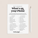 Retirement Party What's On Your Phone Raid Game Printable by LittleSizzle