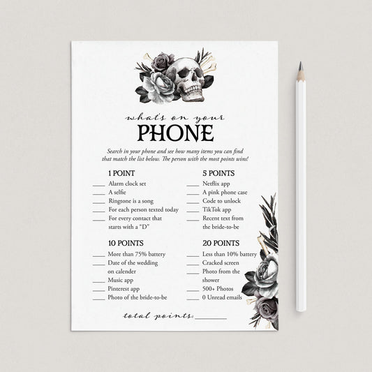 Til Death Do Us Party Bridal Shower Game What's On Your Phone Printable by LittleSizzle