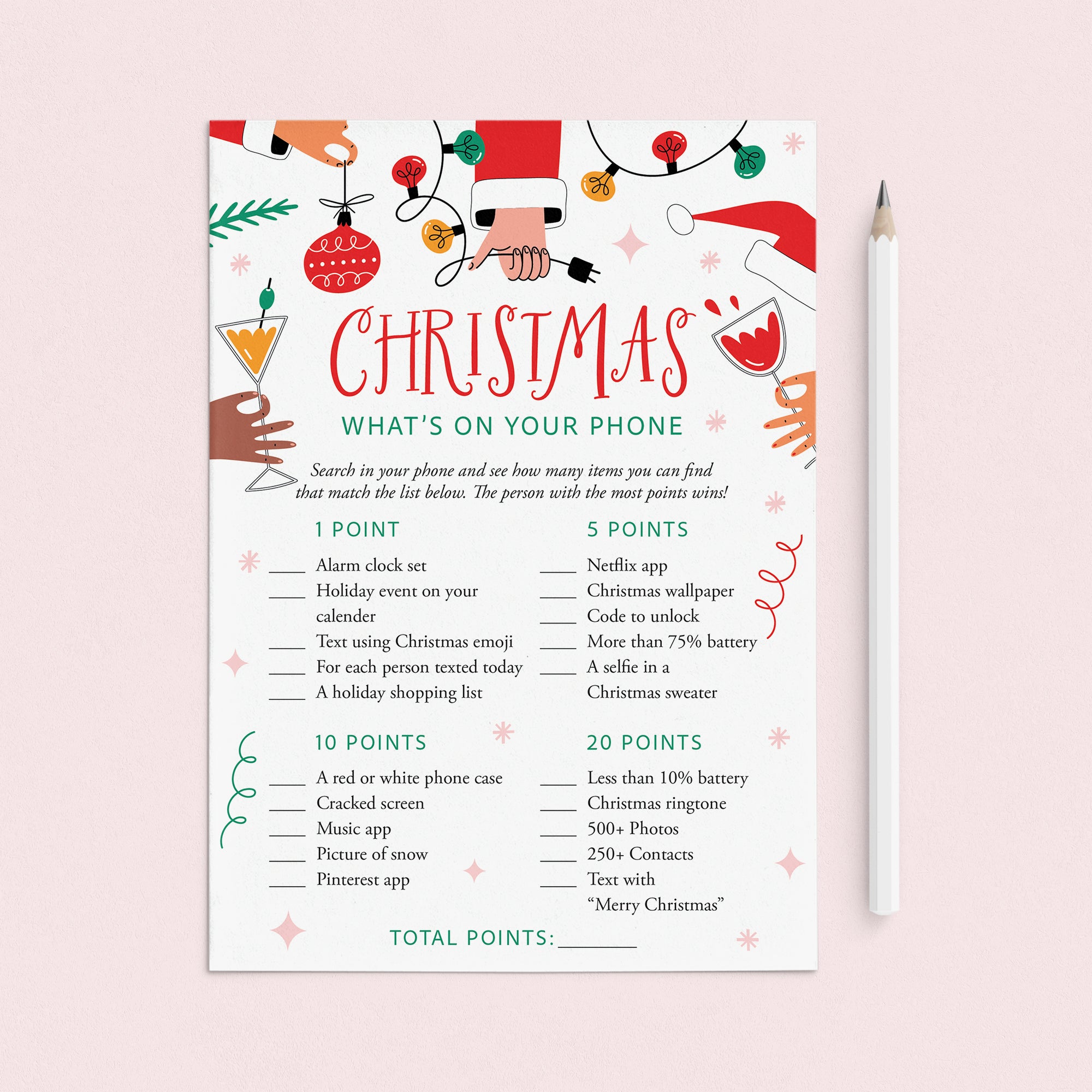 Christmas Party Phone Scavenger Hunt Printable by LittleSizzle