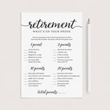 Retirement What's On Your Phone Game Printable by LittleSizzle