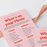Bachelorette Party Phone Game Printable Pink and Red