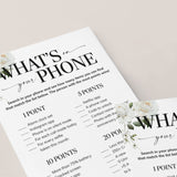 What's On Your Phone Anniversary Party Game White Floral