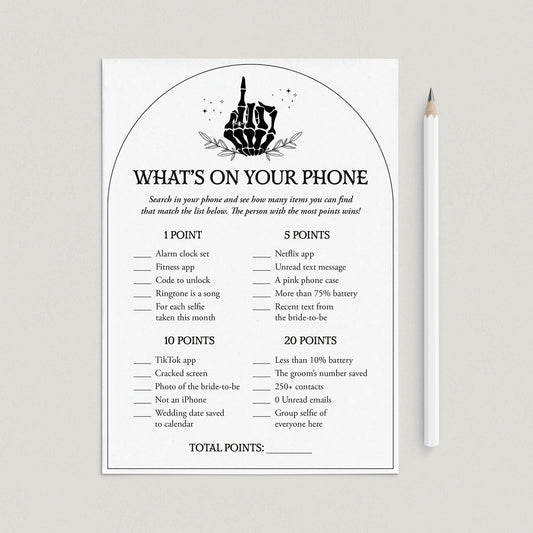 Bride or Die Bridal Shower Game Whats In Your Phone Instant Download by LittleSizzle