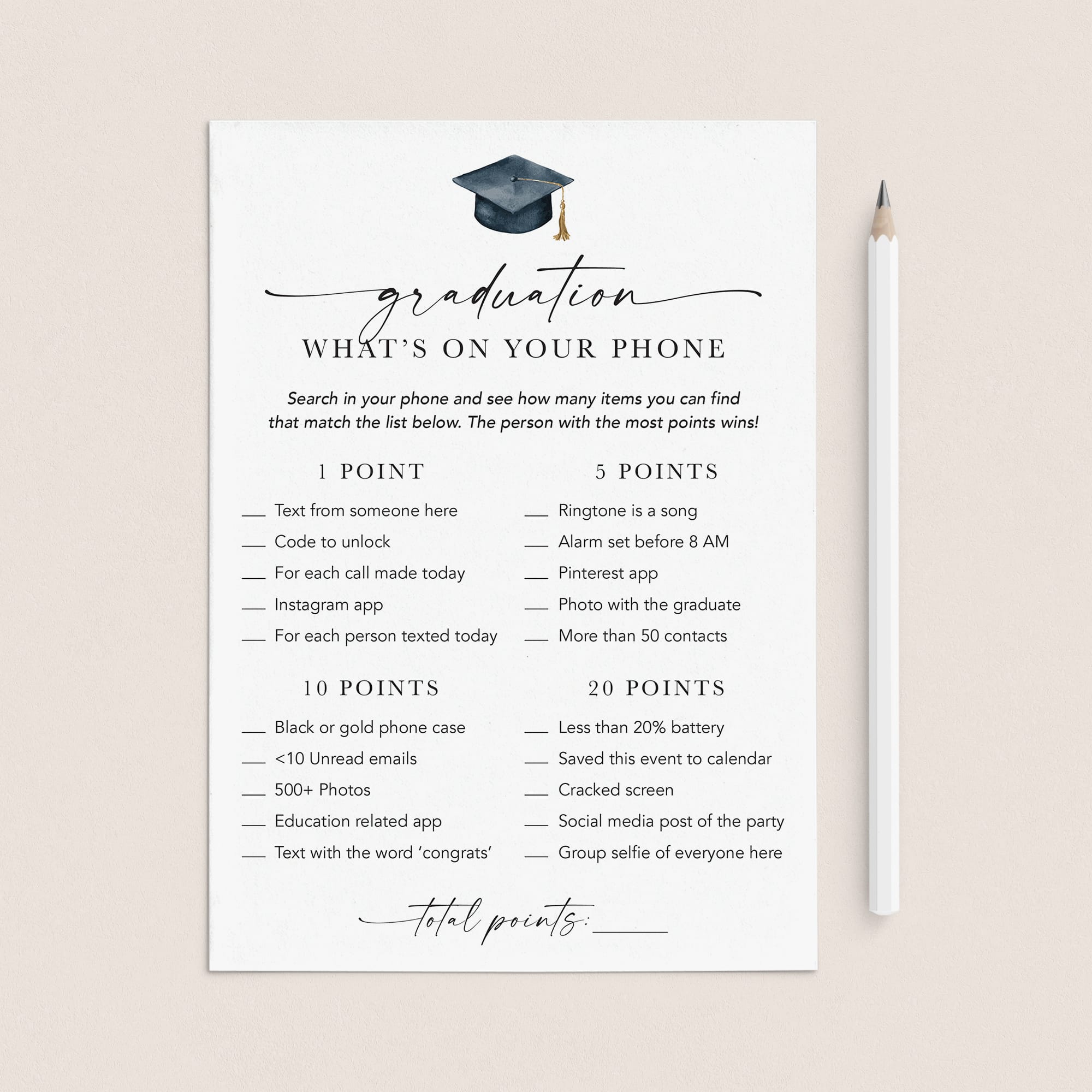 Graduation Phone Game Printable What's On Your Phone by LittleSizzle