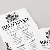 Printable Halloween Phone Game Black Floral Skull