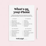 What's On Your Phone Printable Birthday Party Game for Her by LittleSizzle
