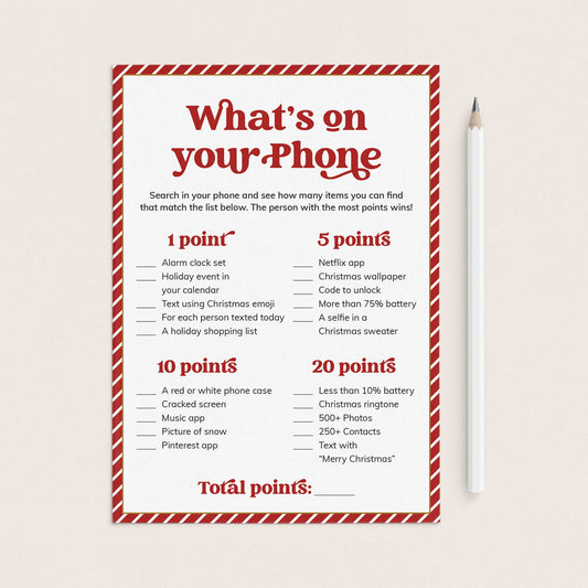 Christmas Cell Phone Game Printable by LittleSizzle
