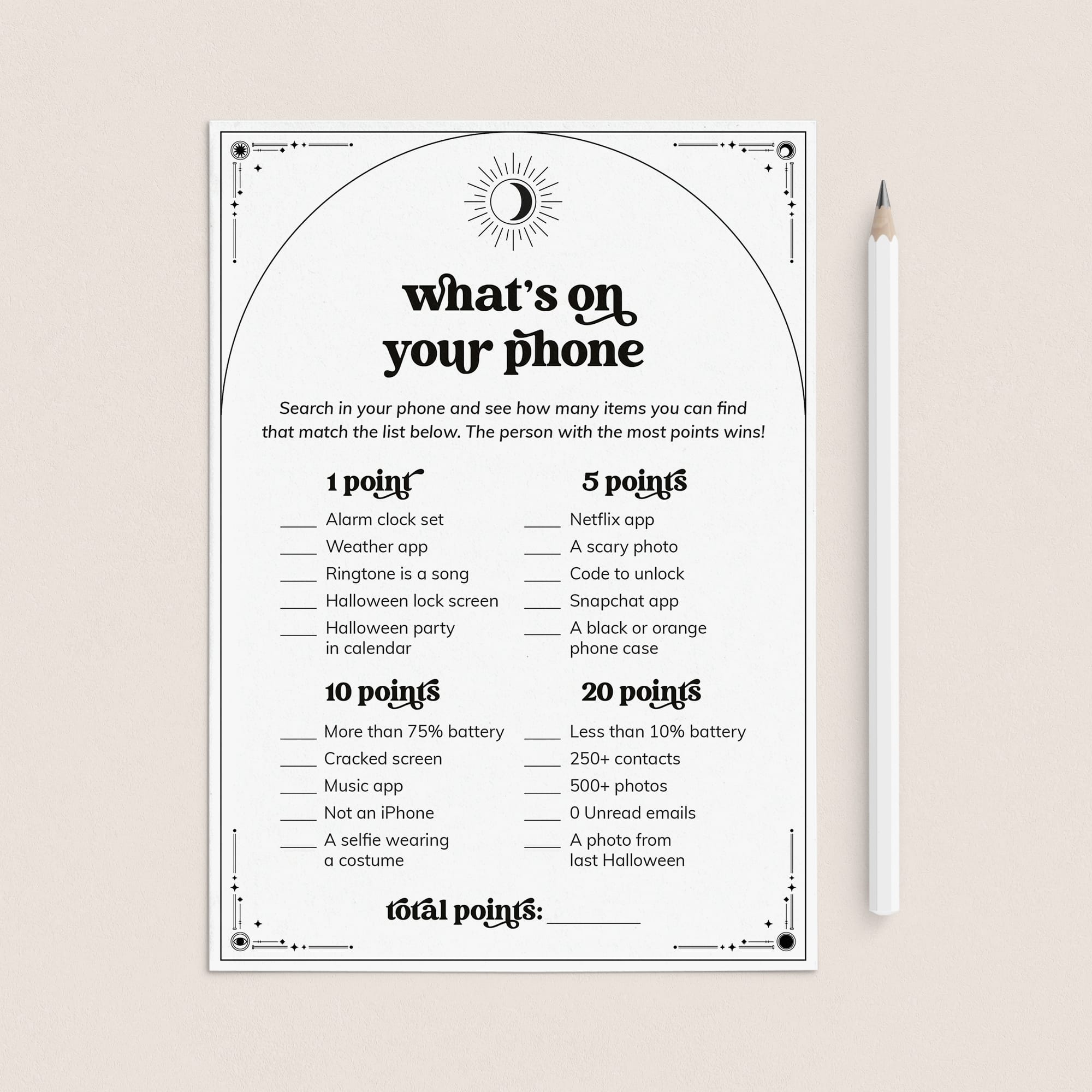 Halloween What's On Your Phone Party Game Printable by LittleSizzle
