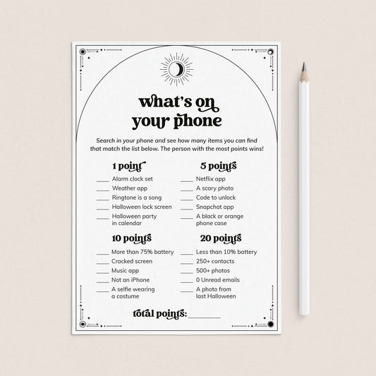 Halloween What's On Your Phone Party Game Printable by LittleSizzle