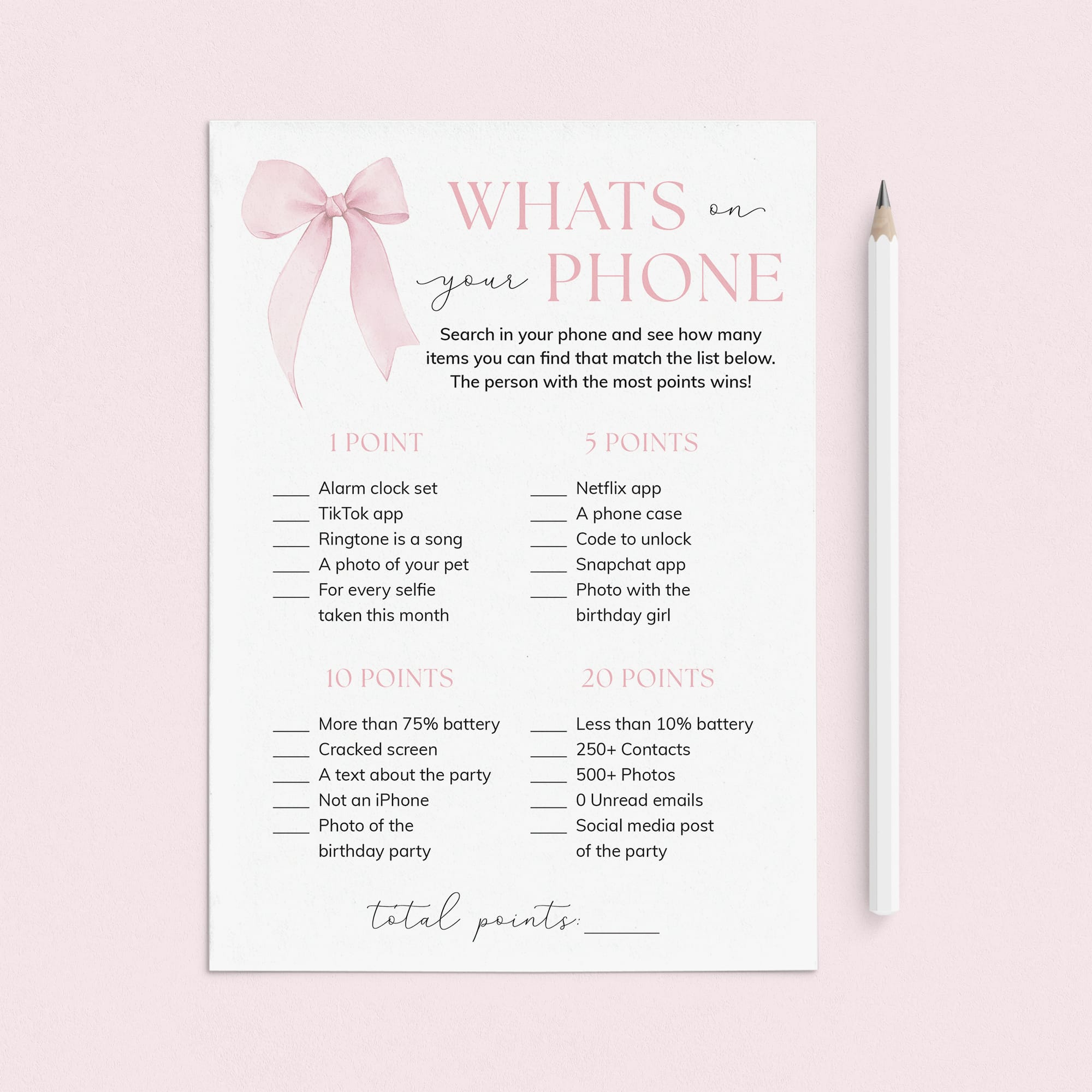Teen Whats On Your Phone Birthday Party Game Printable by LittleSizzle