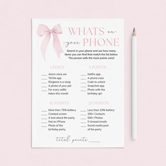 Teen Whats On Your Phone Birthday Party Game Printable by LittleSizzle