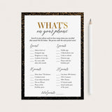 Gold and Black Birthday Party Game Whats On Your Phone Printable by LittleSizzle