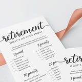 Retirement What's On Your Phone Game Printable