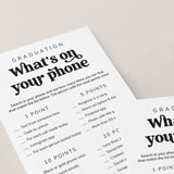 Graduation Party Game What's On Your Phone Printable