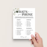 Wedding Shower Game Printable Whats On Your Phone