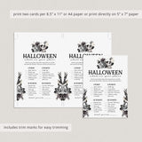 Printable Halloween Phone Game Black Floral Skull