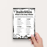 Printable Halloween Whats On Your Pone Activity for Adults