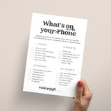 Office Party Printable What's On Your Phone Game