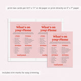 Bachelorette Party Phone Game Printable Pink and Red