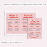 Valentine's Day Phone Game Printable