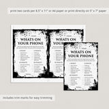 What's On Your Phone Halloween Edition Printable Game