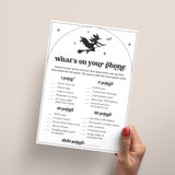 Sexy Witch Bridal Shower Game Whats On Your Phone Digital Download