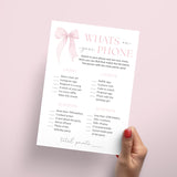 Coquette Birthday Game Whats On Your Phone Printable