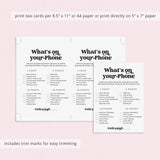 What's On Your Phone Printable Birthday Party Game for Her