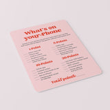 Bridal Shower What's On Your Phone Game Printable Pink and Red