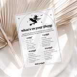 Sexy Witch Bridal Shower Game Whats On Your Phone Digital Download
