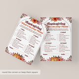 Thanksgiving Phone Game for Adults Printable