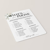 Wedding Shower Game Printable Whats On Your Phone