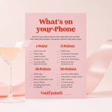 Bridal Shower What's On Your Phone Game Printable Pink and Red