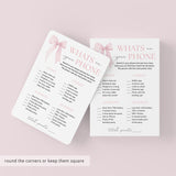 Coquette Birthday Game Whats On Your Phone Printable