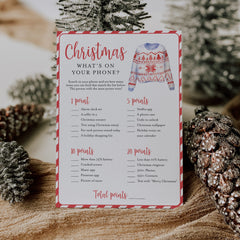 Holiday Party Game What's On Your Phone Printable