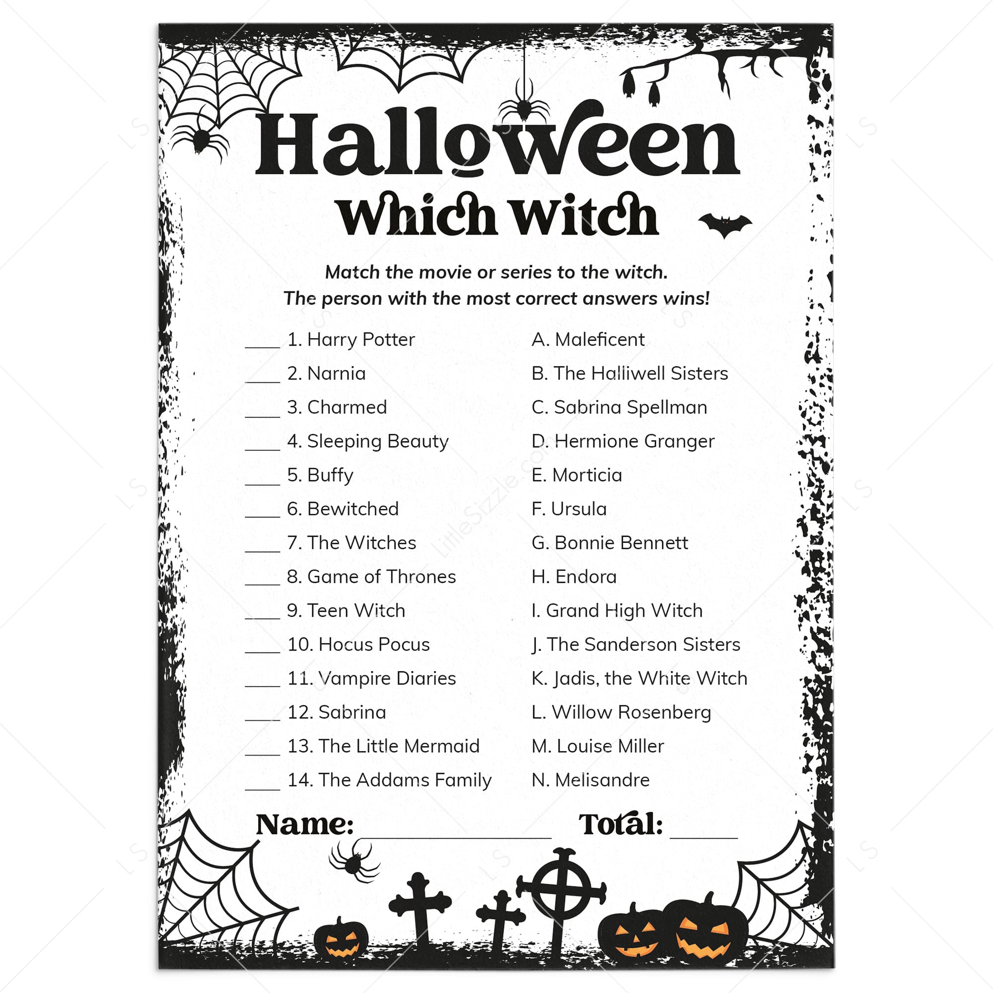 Halloween Which Witch Game Printable | Answers Included by LittleSizzle