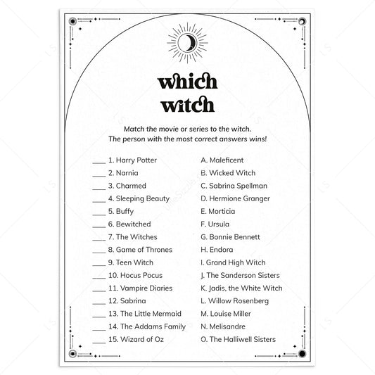 Which Witch Game Printable | Witch Matching Game by LittleSizzle