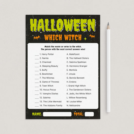 Which Witch Halloween Matching Game Printable by LittleSizzle