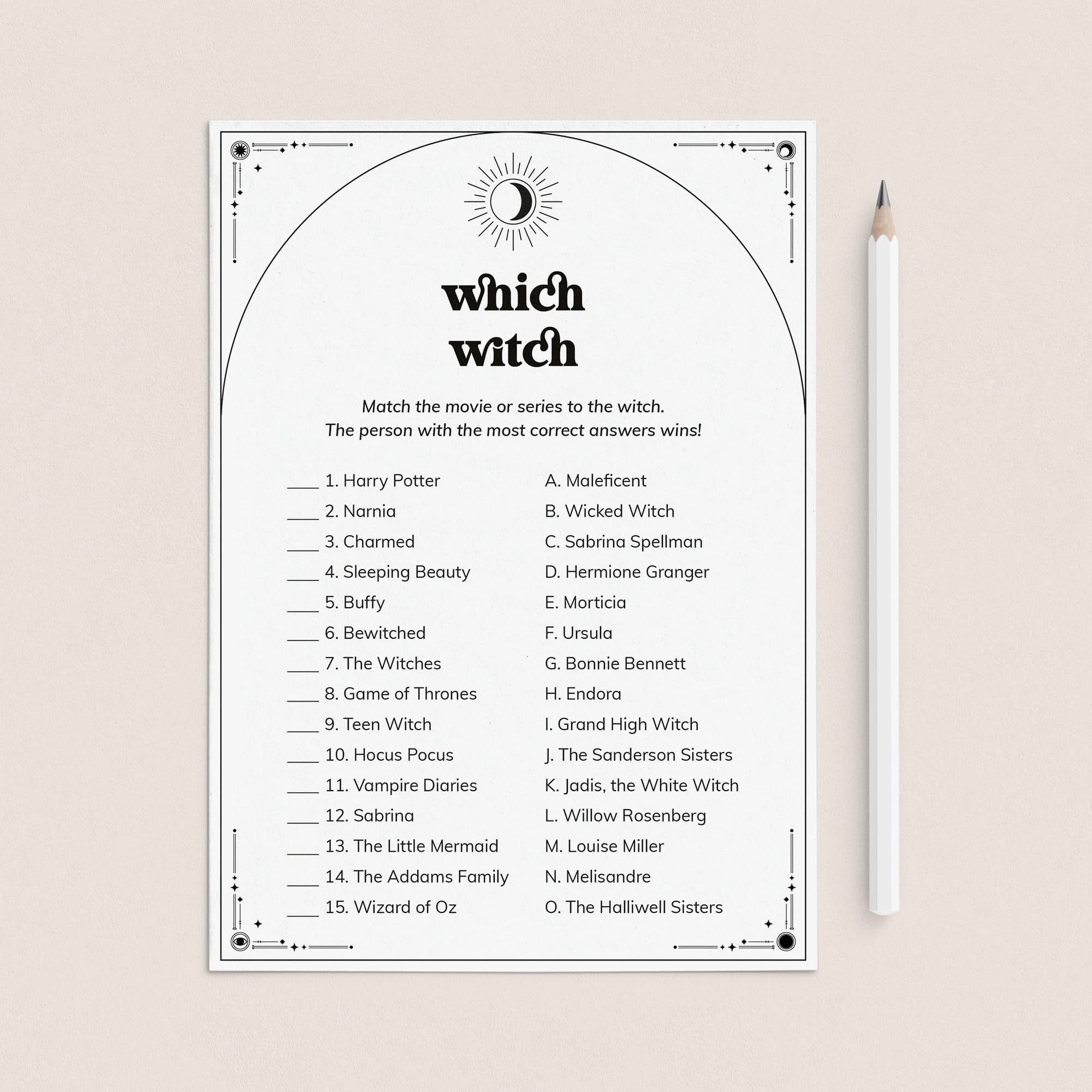 Which Witch Game Printable | Witch Matching Game by LittleSizzle