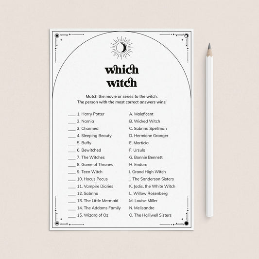 Which Witch Game Printable | Witch Matching Game by LittleSizzle