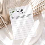 Who Am I Couples Wedding Shower Printable Game